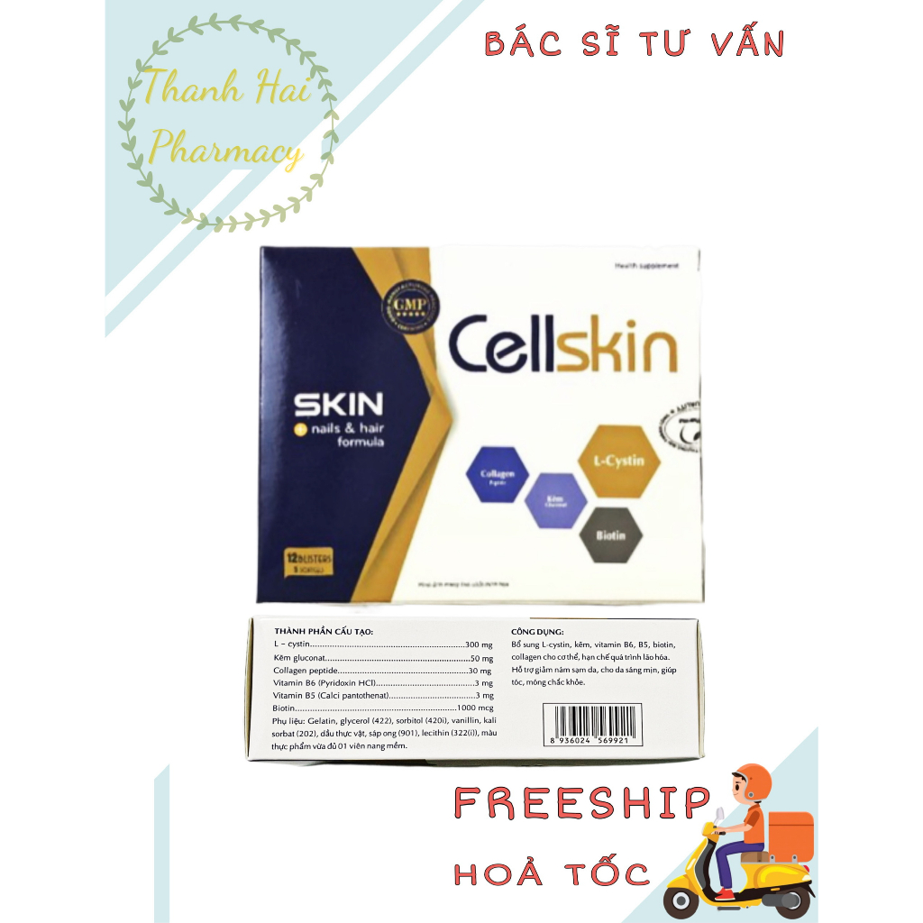 Viên uống hỗ trợ sáng da, chống lão hoá Cellskin 60 viên