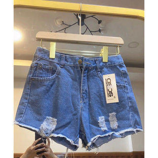 Quần short jeans lưng cao rách nhẹ