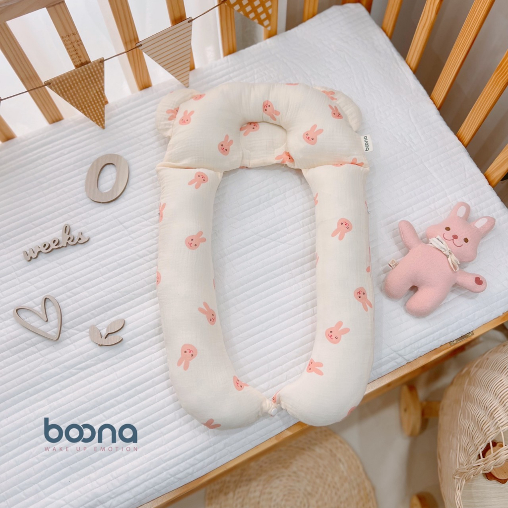 Gối Chữ U Boona Vải Xô Muslin Cao Cấp Thoáng Khí, Thấm Hút Siêu Tốt