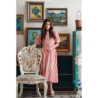 Aurora Dress - Đầm Tay Ngắn Kẻ Sọc Đai Eo - D930