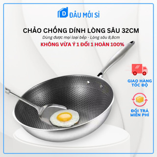 Chảo vân tổ ong 32cm cao cấp tráng men ceramic lòng sâu xào rau dùng được cho tất cả các loại bếp