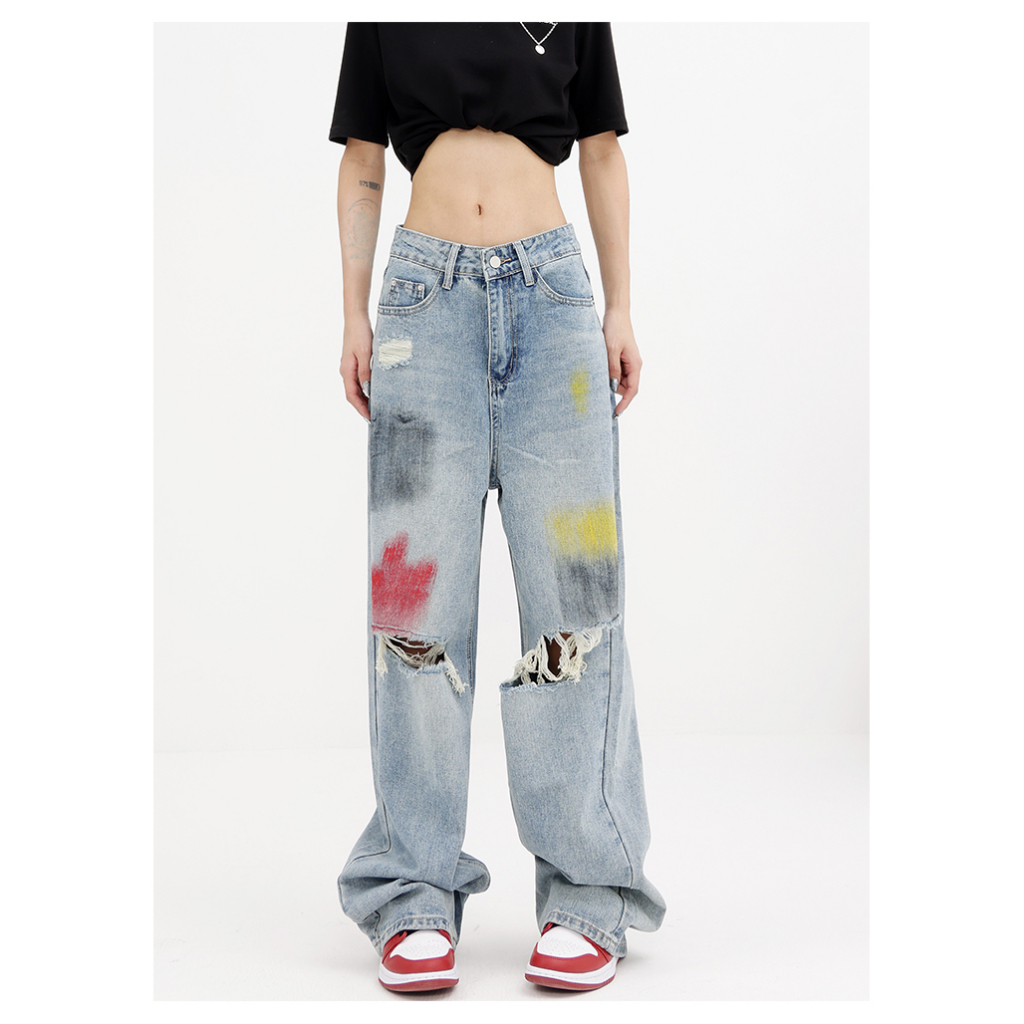 Quần Jean Nữ Cạp Cao Phủ Graphic Chất Vải Cao Cấp Quần Jean Nữ Thương Hiệu Bluecat | BigBuy360 - bigbuy360.vn