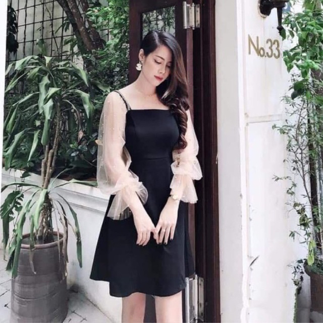 Đầm dự tiệc Gin tay phồng đính hạt bigsize