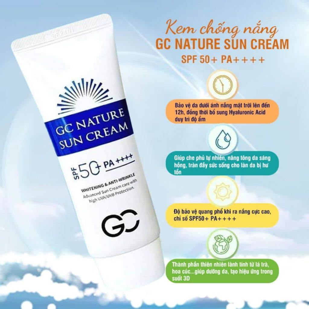 KEM CHỐNG NẮNG GC NATURE SUN CREAM SPF50+ PA+++ 60ML chính hãng