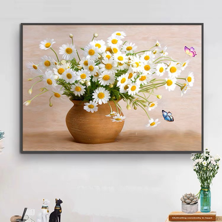 D1 Tranh Treo Tường Hoa Vintage Cúc Mẫu đơn Hồng Ly Decor Phòng Ngủ/ Phòng Khách Phong Cảnh Họa tiết sơn dầu