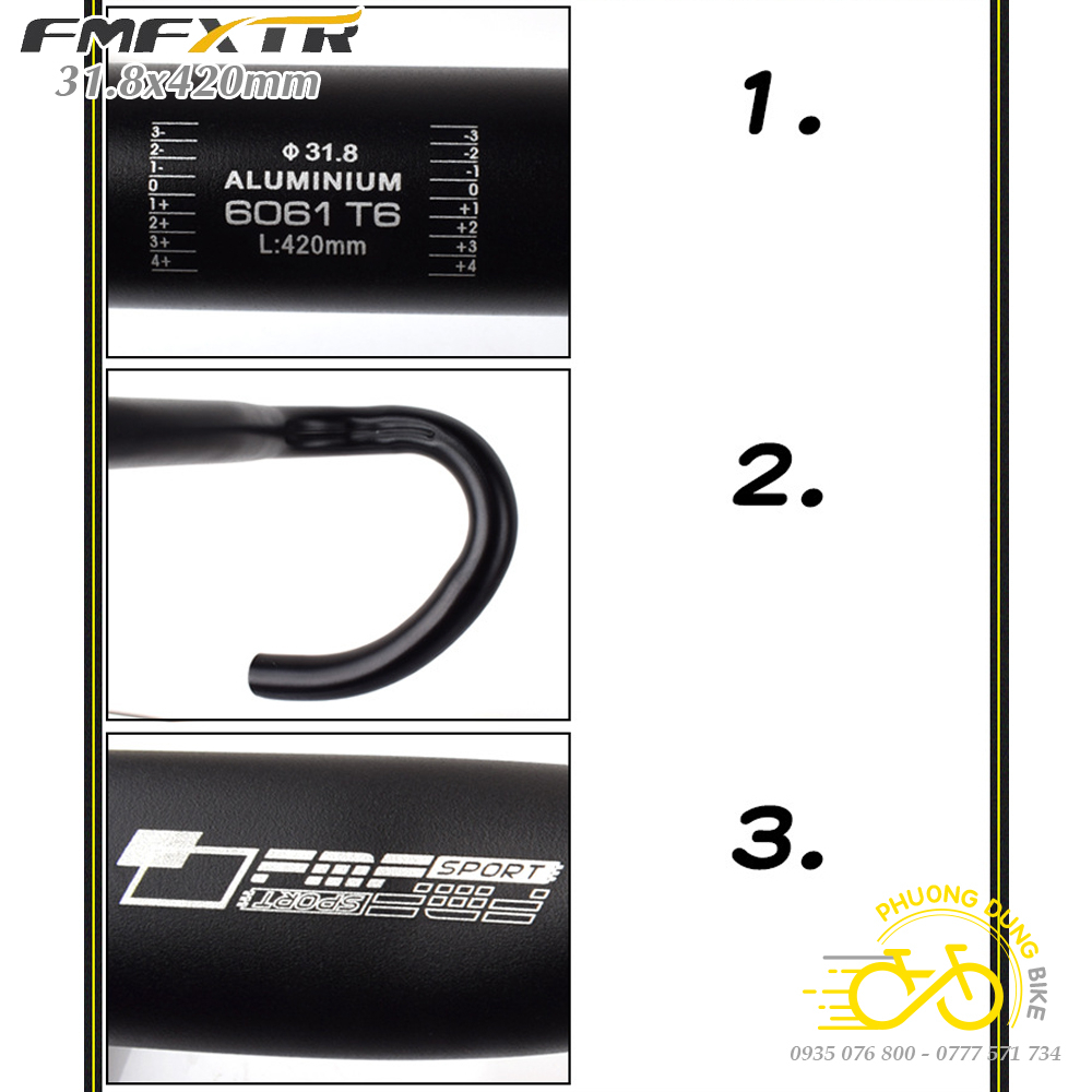 Ghi đông nhôm xe đạp road FMF XTR 420x31.8mm