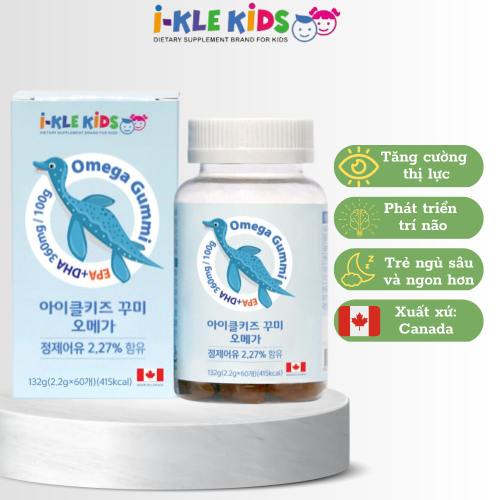 Kẹo Dẻo Omega Gummy Hương Trái Cây Dành Cho Trẻ - Bổ Sung Omega Tốt Cho Tuần Hoàn Não Và Bổ Mắt Hộp 90 Viên