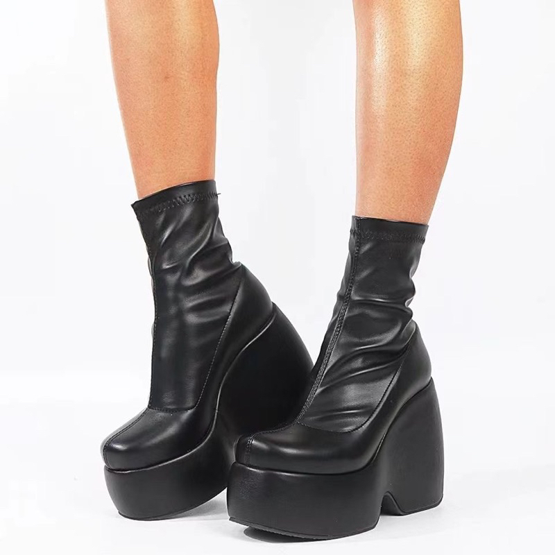 Boots da cổ thấp đế 12cm