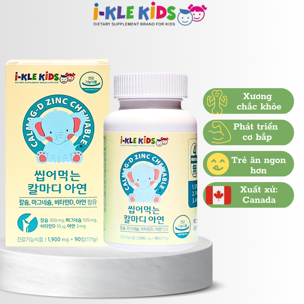 Kẹo Viên Chewable Calcium Magnesium Zinc - Viên Nhai Chắc Khỏe Xương Và Răng Cho Trẻ Hộp 90 Viên
