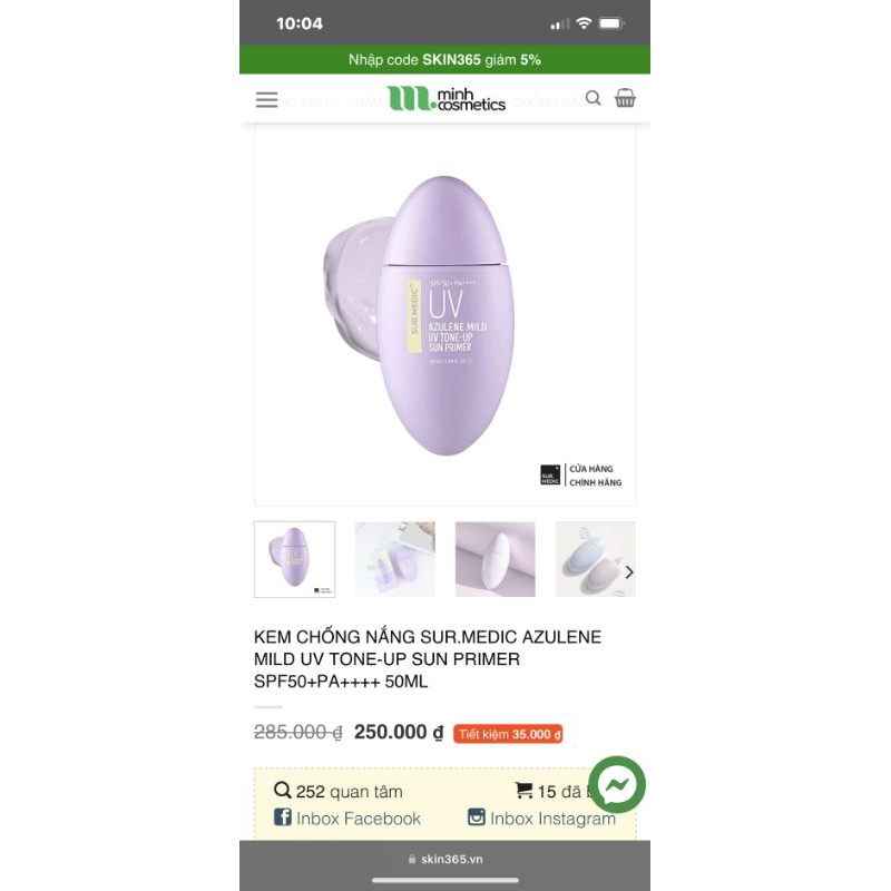 Kem Chống Nắng Sur.MeDic năng tone