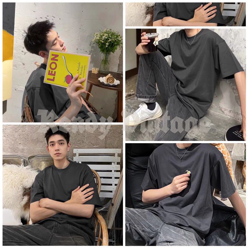 Áo thun màu trơn chất cotton form rộng Unisex