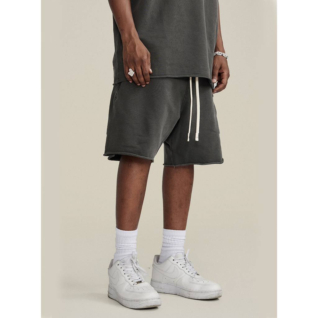 Quần Sweatshort Unisex Phong Cách Kanye West | BE Border Cut Cotton Short | 3T Streetwear