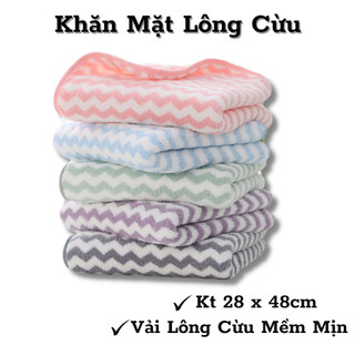 Khăn mặt lông cừu xuất hàn kẻ sọc kích thước 28 x 48cm tùy chọn màu