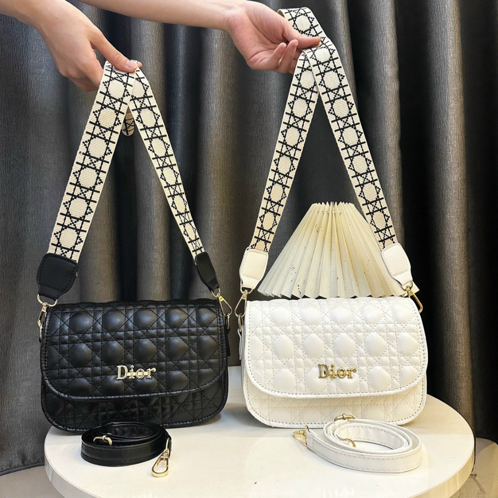 Túi bầu D.ior da mềm dây đeo vải phong cách trẻ trung