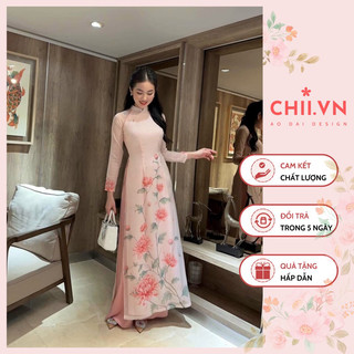 Áo dài cách tân hồng cúc
