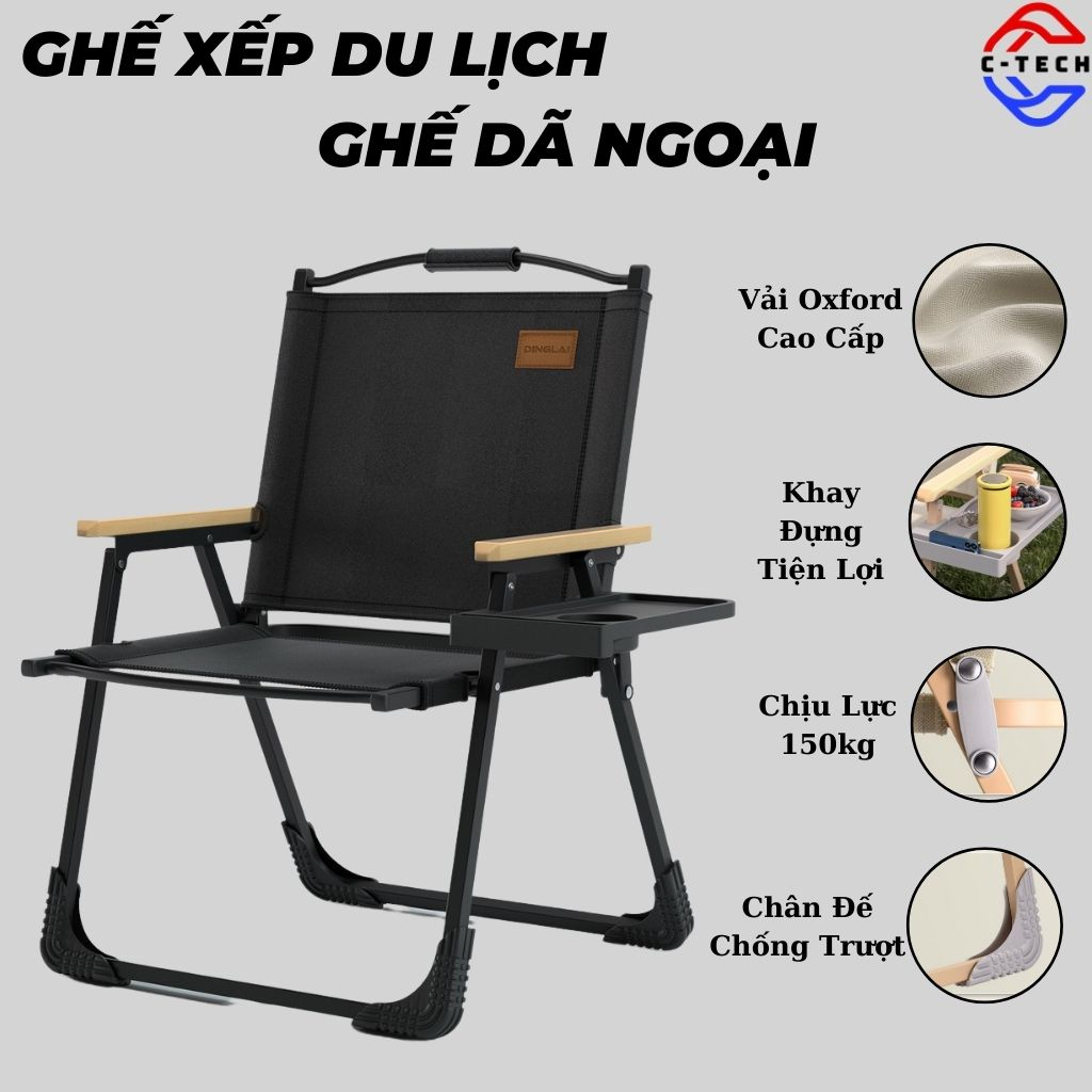 Ghế xếp dã ngoại gấp gọn hợp kim nhôm chắc chắn tiện lợi Ghế dã ngoại du lịch cafe thư giãn chất liệu vải Oxford 2 lớp