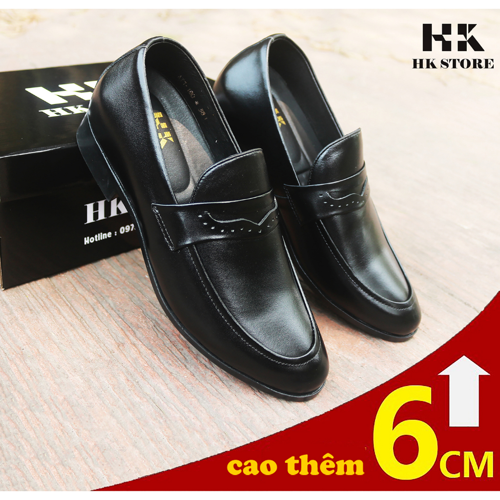 Giày tây nam tăng chiều cao - kiểu dáng trẻ chung - lịch sự - da bò thật 100% - bảo hành 12 tháng
