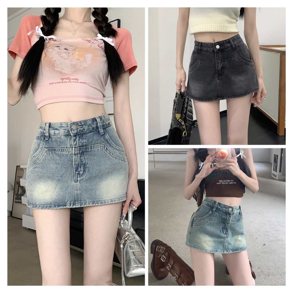 [Mã FAHOLIDAY giảm đến 50k đơn từ 99k] Quần chân váy bò jean chữ a nữ jeans cạp cao phong cách style jeanshop_0603 ms02