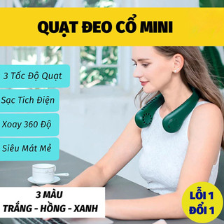 Quạt đeo cổ mini tích điện sạc usb - quạt đeo cổ không cánh 3 tốc độ siêu mát