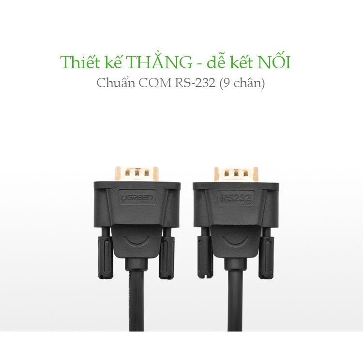 Dây cáp cổng Com Rs232 9 chân Dương sang 9 chân Dương  dài 1,5-5m chính hãng Ugreen DB11 cao cấp