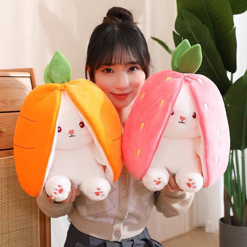 Gấu Bông Thỏ Biến Hình- Thỏ Trong Trái Cà Rốt- Thỏ Trong Trái Dâu