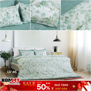 🍁 Bộ Chăn Ga Gối 🍁 Hanvico Living LV46 vải cotton cao cấp (ga chun, vỏ chăn, đôi vỏ gối)