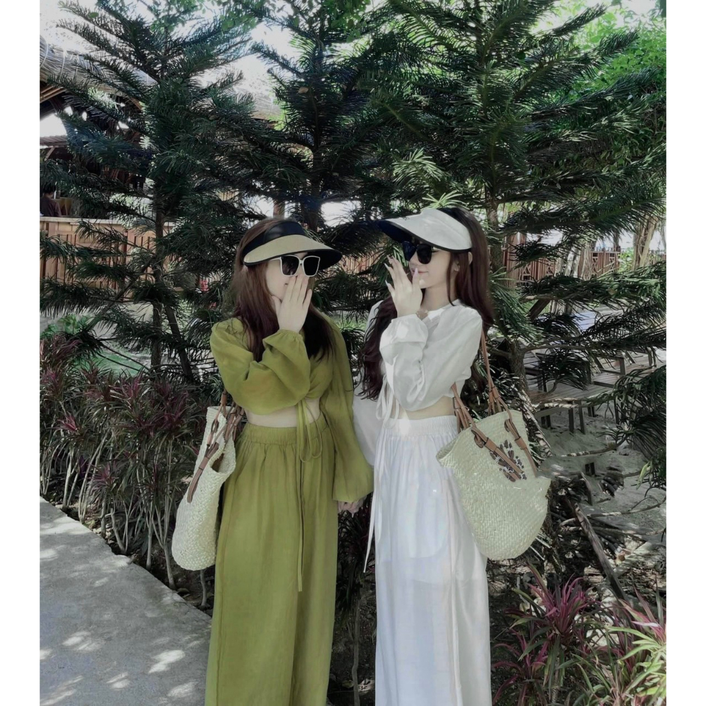 Set Đũi Đi Biển Siêu Hot, 2 Màu Xanh,Trắng