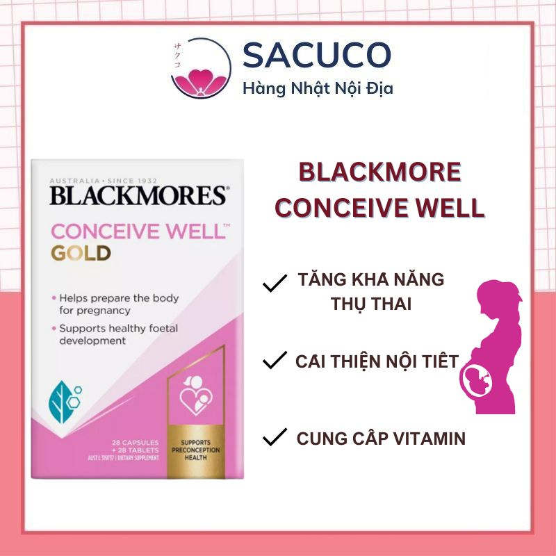 Viên uống bổ trứng tăng khả năng thụ thai Blackmores Conceive Well Gold - Úc