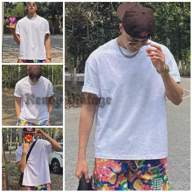 Áo thun màu trơn chất cotton form rộng Unisex