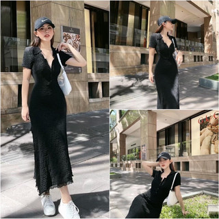 Váy maxi body basic cổ sợm ,chất sốp sóng QC .