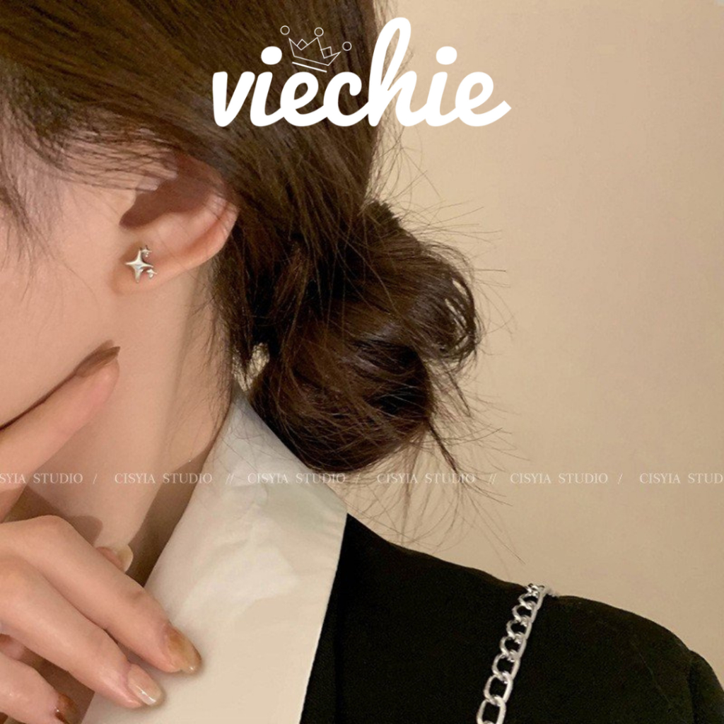 Khuyên tai bông tai nữ ngôi sao sáng bạc 925 Viechie E086