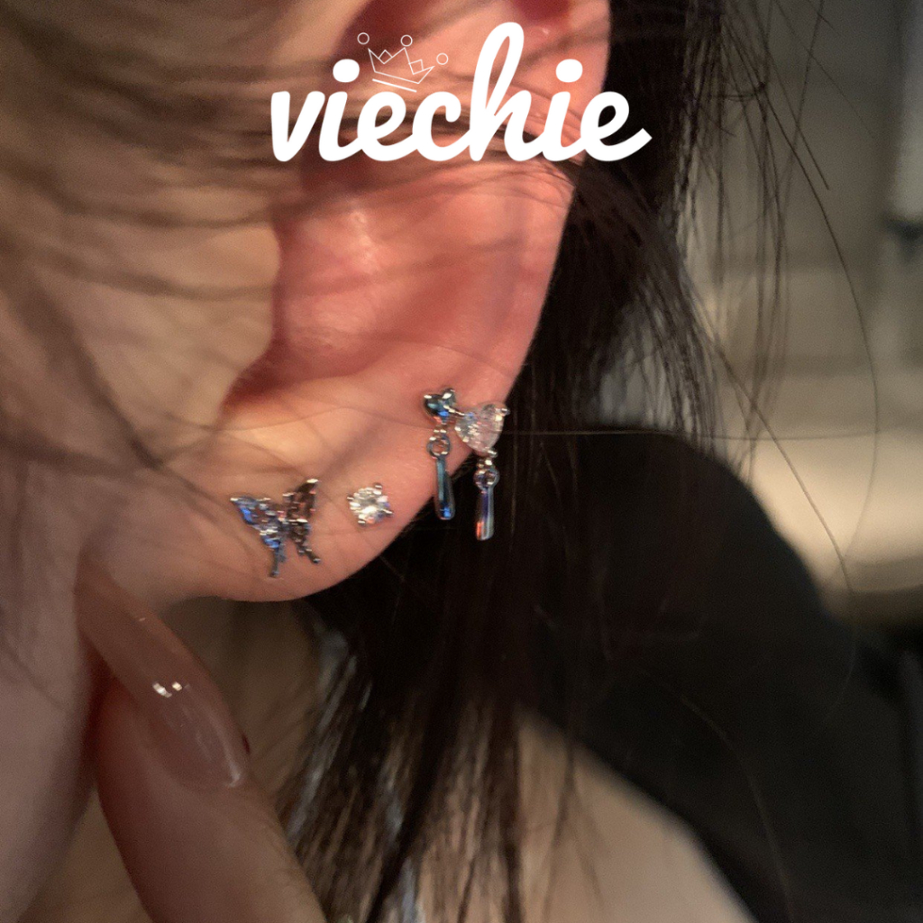 Set khuyên tai bông tai nữ butterfly đá zircon 925 Viechie E087