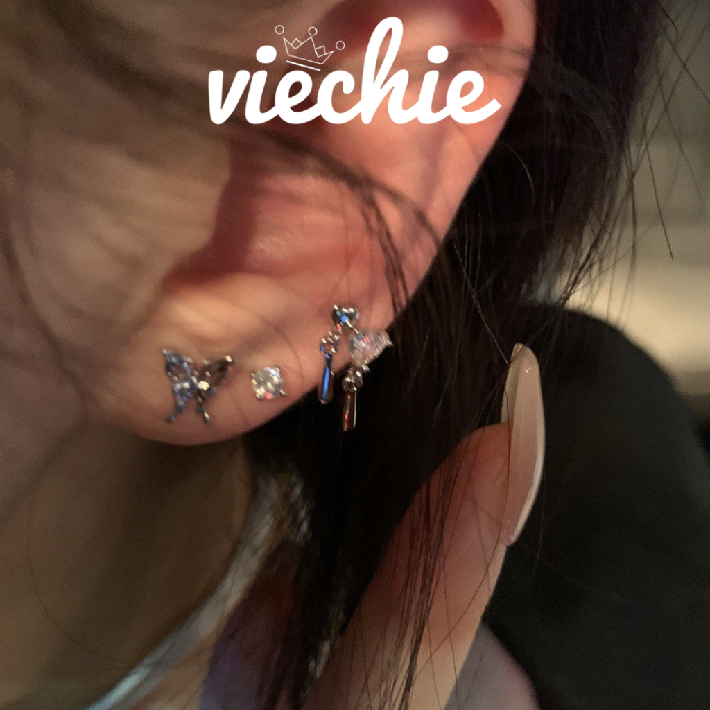 Set khuyên tai bông tai nữ butterfly đá zircon 925 Viechie E087