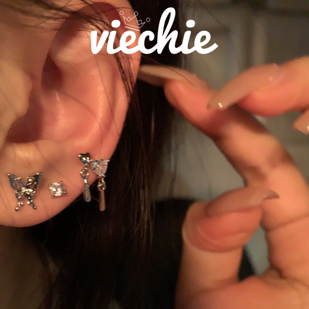 Set khuyên tai bông tai nữ butterfly đá zircon 925 Viechie E087