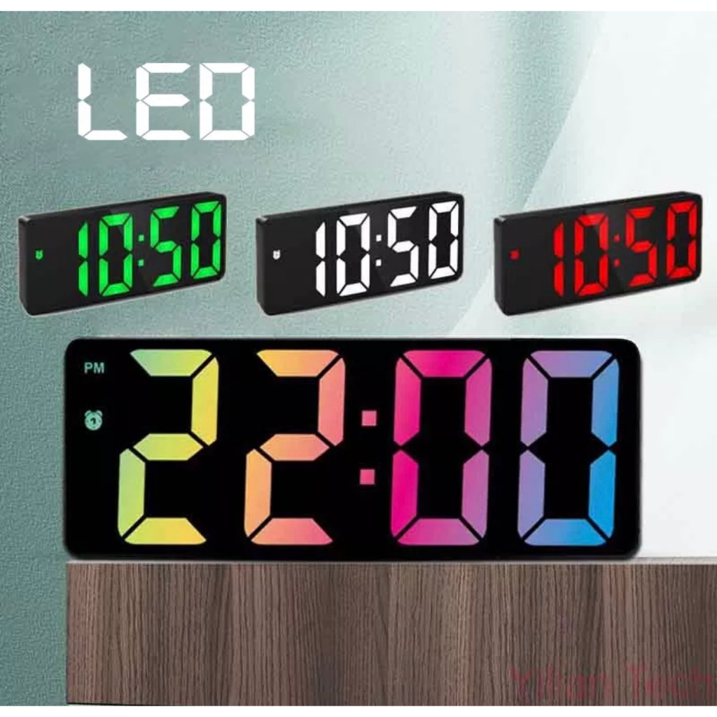 Đồng hồ báo thức Màn Hình LED 7 MÀU hiển thị giờ/nhiệt độ/ da dạng