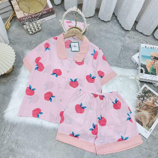 Bộ ngủ pijama mặc nhà chất lụa mango mặc thoáng mát, cổ sen họa tiết đáng yêu