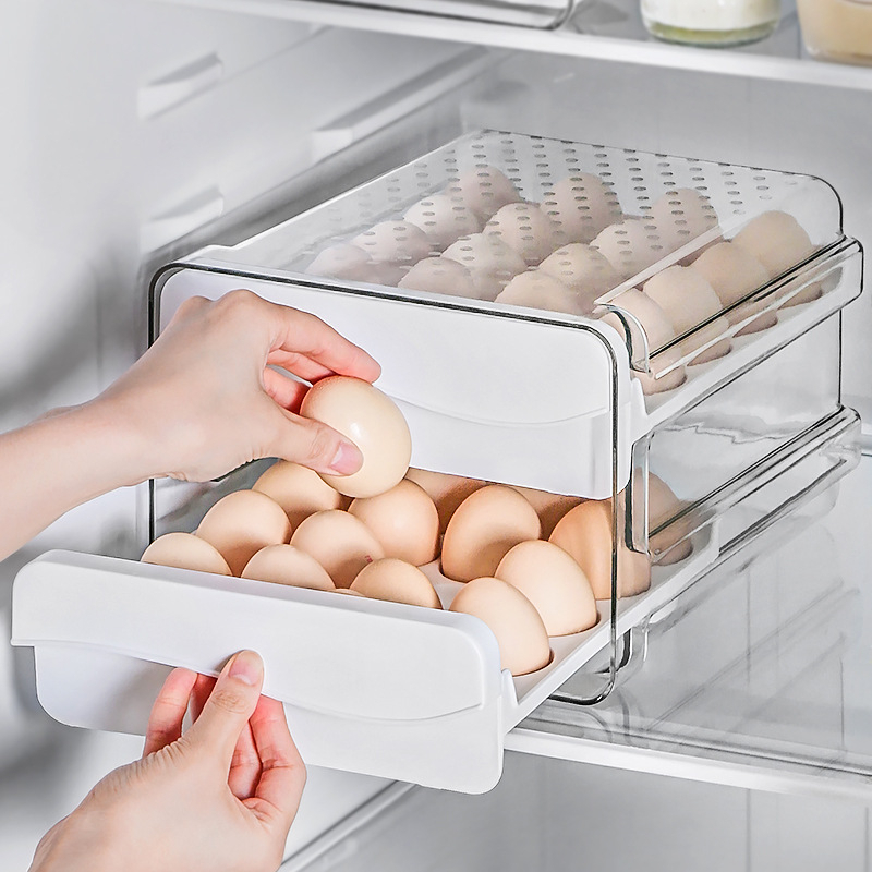 Hộp Đựng Trứng 2 Tầng 32 Ô Kéo Rút Thông Minh, Bảo Quản Trứng Dễ Dàng Sử Dụng Chất Liệu Nhựa PP Siêu Bền