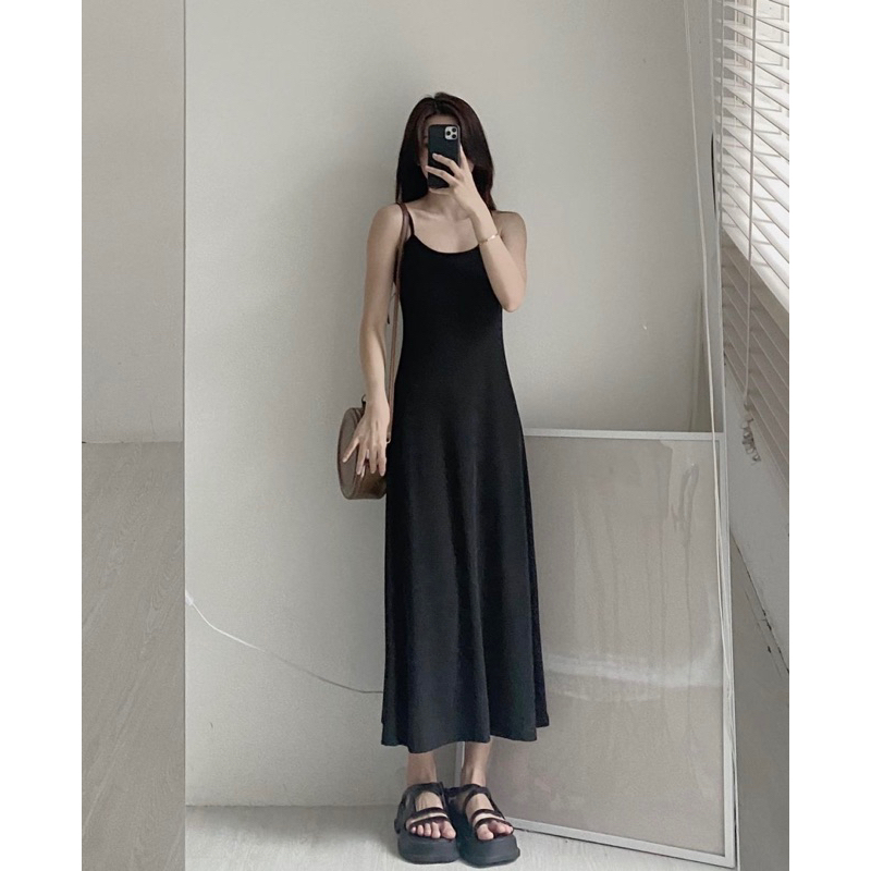 Váy 2s dáng maxi QC chất bo zip dày dặn mềm mịn, Đầm 2 dây QC Mitstore