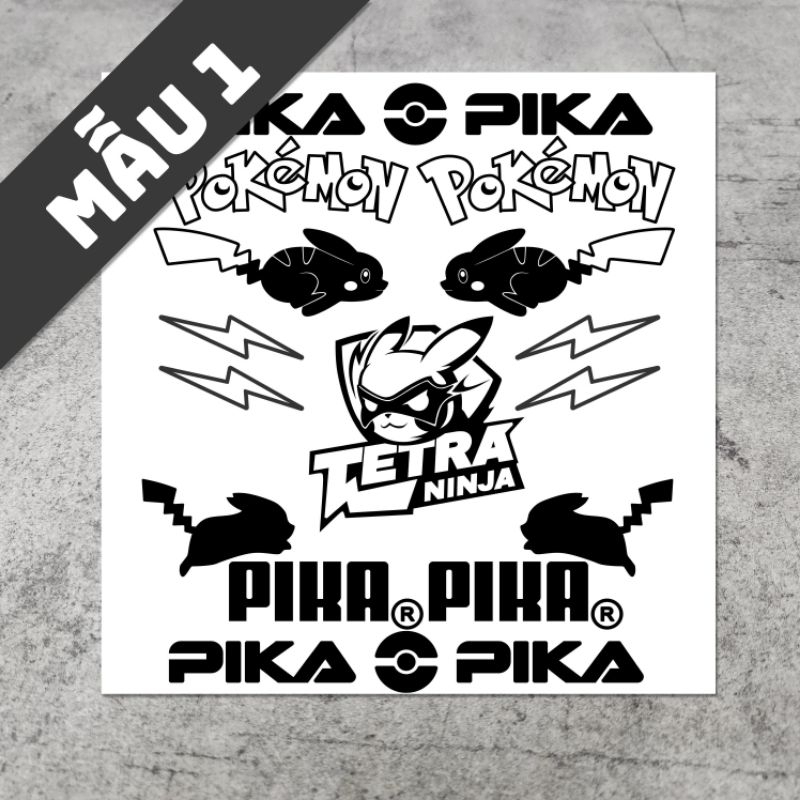 1 BỘ DECAL TEM XE MÁY HONDA-YAMAHA TRANG TRÍ KIỂU CÁCH PIKACHU CỰC CHẤT