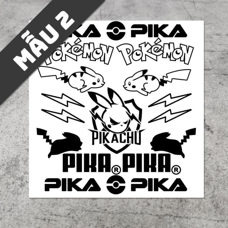 1 BỘ DECAL TEM XE MÁY HONDA-YAMAHA TRANG TRÍ KIỂU CÁCH PIKACHU CỰC CHẤT