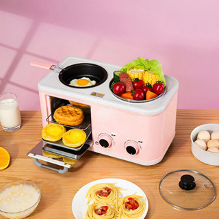 Máy Nướng Bánh Mì Sandwich Màu Hồng, lò nướng 4in1 Tích hợp Đun, Hấp, Chiên rán, Lò vi sóng mẫu mới