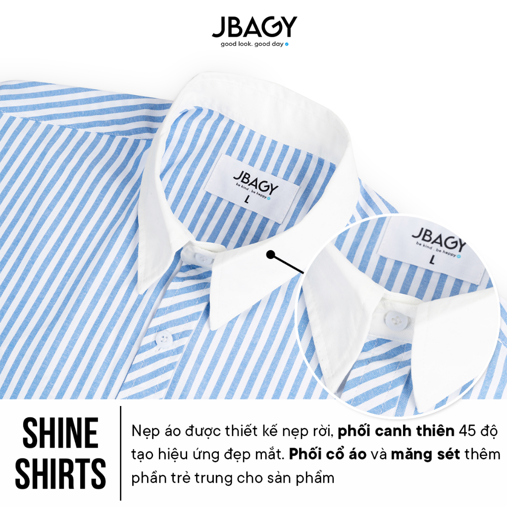 Áo sơ mi nam kẻ sọc dài tay dáng rộng phối màu vải cotton thô thoáng mát Shinee thương hiệu JBAGY - JS0702