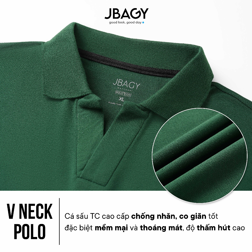 Áo polo nam cổ V cách điệu dáng regular, áo thun nam có cổ vải cá sấu Cotton TC thương hiệu JBAGY - JP0102