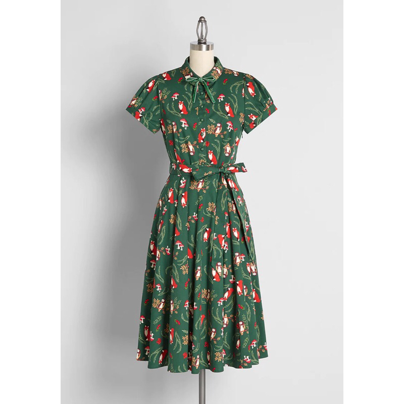 Đầm sơ mi midi Collectif họa tiết size 6