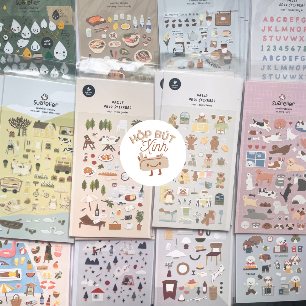 SUATELIER DAILY DECO STICKER NHÃN DÁN TRANG TRÍ PHONG CÁCH HÀN QUỐC ĐƠN GIẢN XINH XẮN DỄ DÙNG (TIỆM CHỤP)