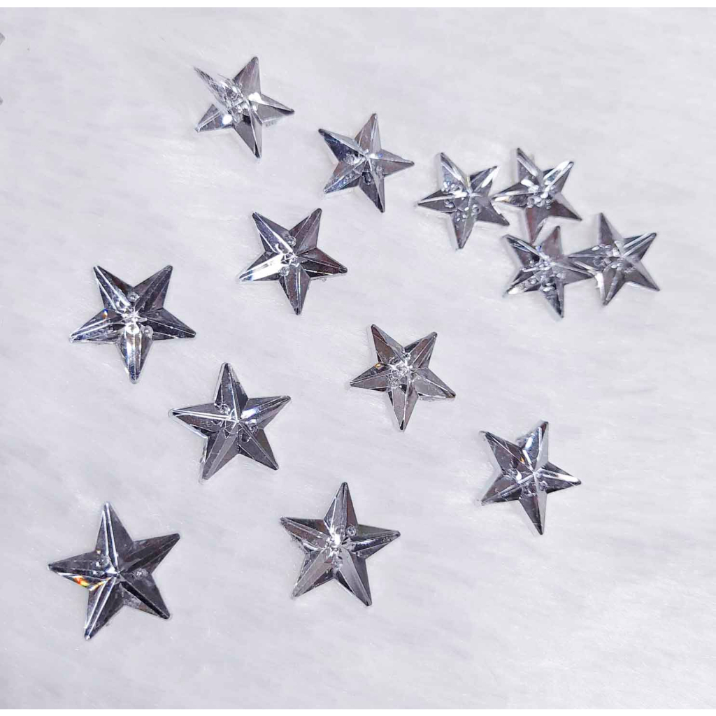 Hạt đá kết áo acrylic hình ngôi sao 5 cánh ánh bạc lấp lánh siêu đẹp