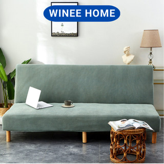 Vỏ bọc sofa bed không tay vịn, vải bọc sofa giường vải nỉ caro co giãn mềm mại