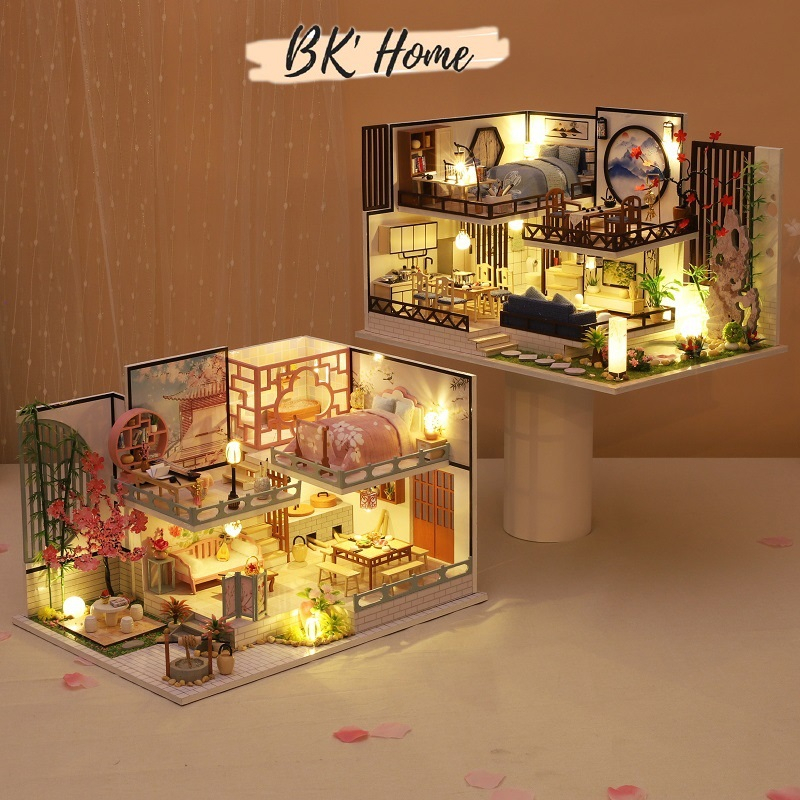 Nhà búp bê tự làm diy doll house miniature hãng QIAOLEXING