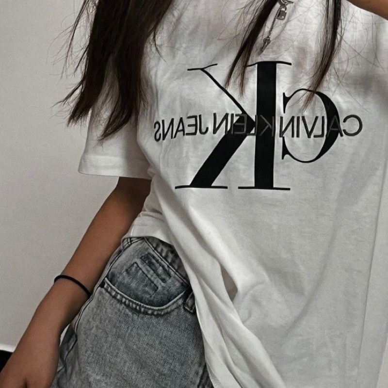 Áo thun CK logo cao cấp, áo phông Calvin trắng nam nữ