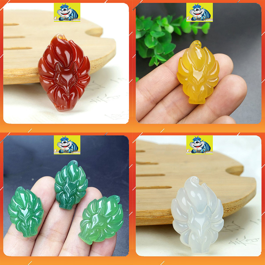 Mặt Đá Hồ Ly Chúa, Mặt Dây Chuyền Hồ Ly Đá Mã Não Thiên Nhiên - Hạnh Phúc Và May Mắn